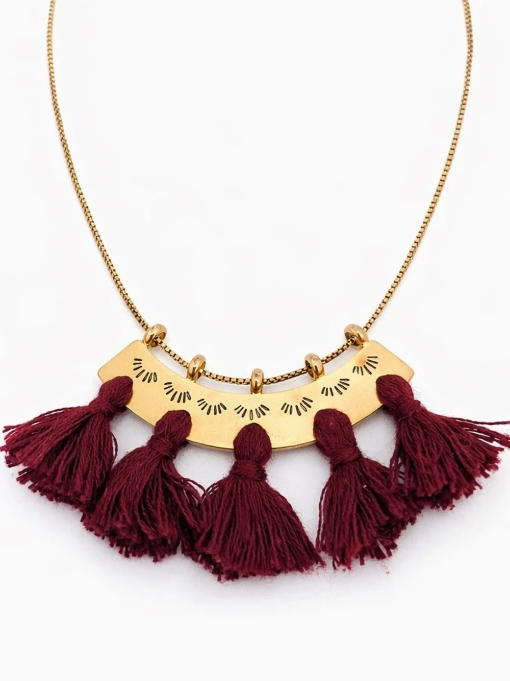 Madewell Eyelash Supernova Tassel Necklace | Boho Tassel Fringe Statement Piece - Picture 2 of 2